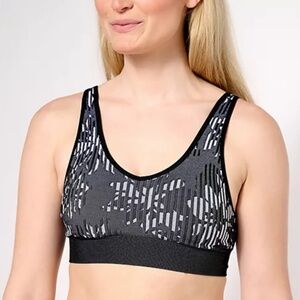 AnyBody Intimates Floral Striped Jacquard Sports Bra Pink Nude Natural